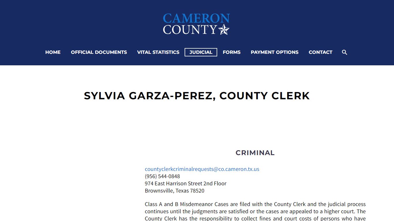 Sylvia Garza-Perez, County Clerk - Cameron County